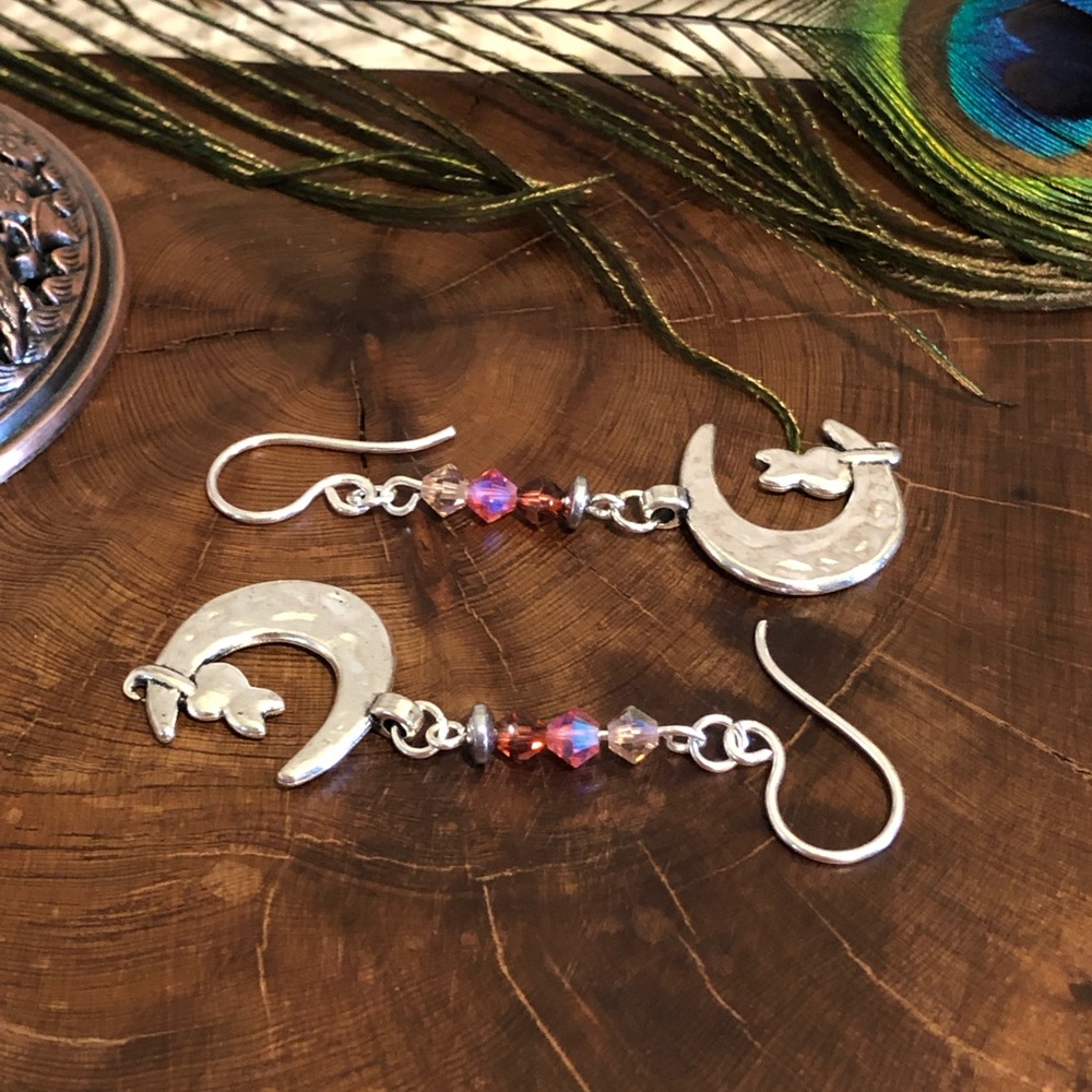 Kitty Cat Earrings - Cat Jewelry, Pink Swarovski